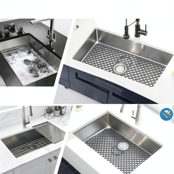 Flytime Silicone Sink Mat Gray 26x14 Octagonal Non Slip Protective Pad-5