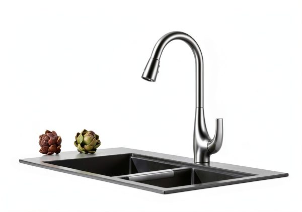 Kraus Kitchen Sink 33 Inch Black Onyx Double Bowl Granite Composite-4