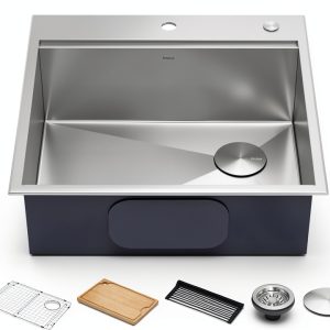 Kraus Drop-In Kitchen Sink 25 x 22 Inch Stainless Steel Workstation-0