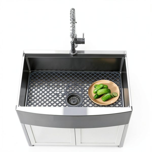 Flytime Silicone Sink Mat Gray 26x14 Octagonal Non Slip Protective Pad-8