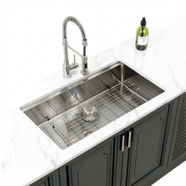 Undermount Kitchen Sink Lordear 33x19 Stainless Steel Bowl Workstation-2