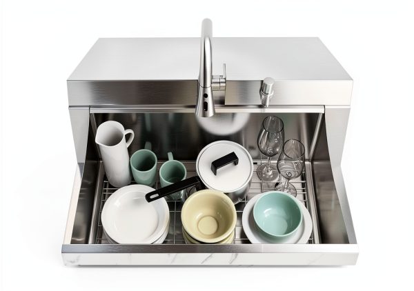 Lordear 33 Inch Drop In Kitchen Sink Workstation All In One SUS304 16 Gauge Stainless Steel 33x22 Drop In Sinks Single Bowl Handmade Above the Counter-3