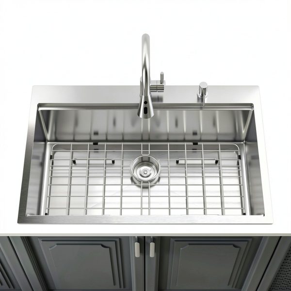 Lordear 33 Inch Drop In Kitchen Sink Workstation All In One SUS304 16 Gauge Stainless Steel 33x22 Drop In Sinks Single Bowl Handmade Above the Counter-1
